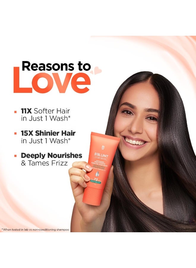 BBLUNT Advanced Smoothening Hair Mask With Keratin & Hyaluronic Acid - 150 G | Makes Hair Frizz-Free & Straight | Deeply Nourishes | Adds Spectacular Shine | For Men & Women - Image 2